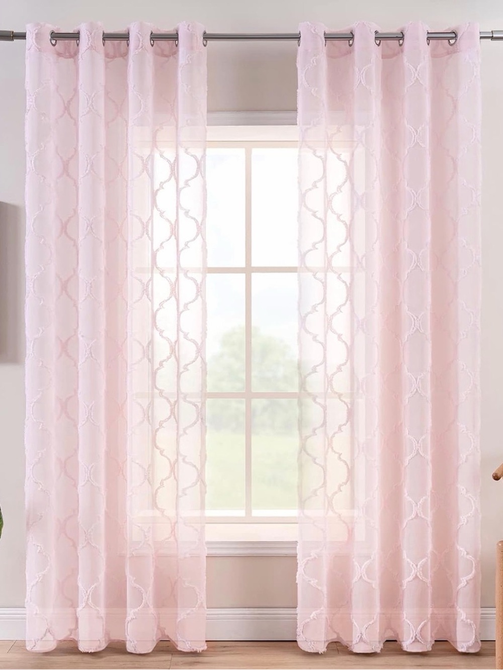 NWT Moroccan Geometric Sheer Curtains 96 Inches Set of 4